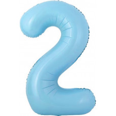 Шар с клапаном (16''/41 см) Мини-цифра, 2, Голубой, 1 шт.