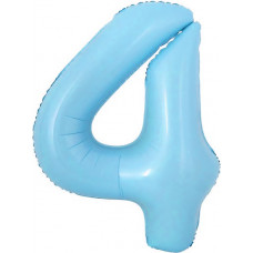 Шар с клапаном (16''/41 см) Мини-цифра, 4, Голубой, 1 шт.
