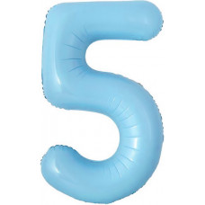 Шар с клапаном (16''/41 см) Мини-цифра, 5, Голубой, 1 шт.