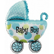 Шар с клапаном (16''/41 см) Мини-фигура, Коляска для мальчика