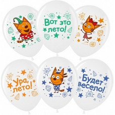 Воздушный Шар (12''/30 см) Три Кота, Морские приключения, Белый (200), пастель, 2 ст, 25 шт.