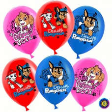 Воздушный Шар (12''/30 см) Щенячий Патруль, С Днем Рождения!, Ассорти, пастель, 1 ст, 50 шт.