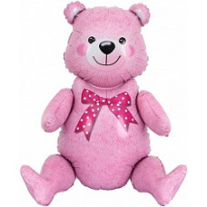 Шар (32''/81 см) Фигура, Сидячий мишка, Розовый, 1 шт. в упак.