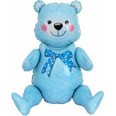 Шар (32''/81 см) Фигура, Сидячий мишка, Голубой, 1 шт. в упак.