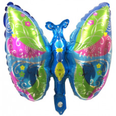 Шар с клапаном (16''/41 см) Мини-фигура, Экзотическая бабочка, Голубой, 1 шт.