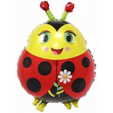 Шар с клапаном (13''/33 см) Мини-фигура, Божья коровка с цветком, 1 шт.