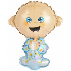 Шар с клапаном (16''/41 см) Мини-фигура, Малыш, Голубой, 1 шт.