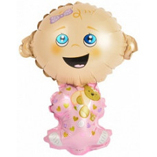 Шар с клапаном (16''/41 см) Мини-фигура, Малышка, Розовый, 1 шт.