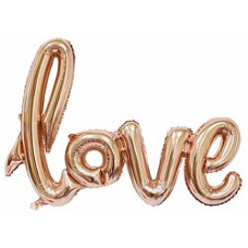 Шар (41''/104 см) Фигура, Надпись "Love", Розовое Золото, 1 шт.