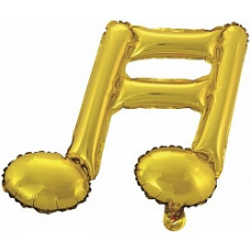 Шар с клапаном (16''/41 см) Мини-фигура, Нота двойная, Золото,