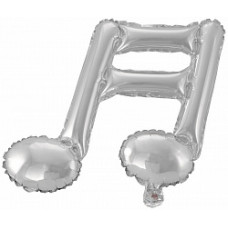 Шар с клапаном (16''/41 см) Мини-фигура, Нота двойная, Серебро