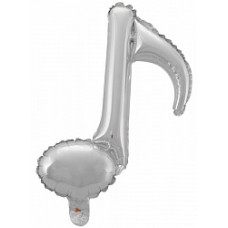Шар с клапаном (16''/41 см) Мини-фигура, Нота, Серебро