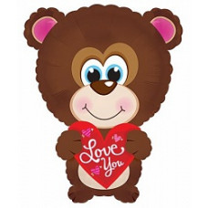 Шар (22''/56 см) Сердце, Голубоглазый мишка с сердцем