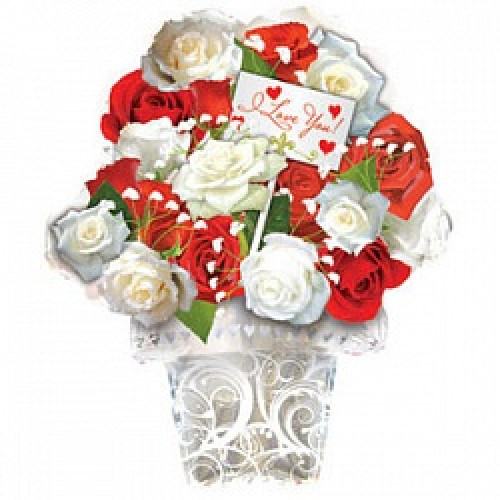 Шар (21''/53 см) Фигура, Букет из красных и белых роз, Белый