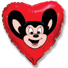 Шар (18''/46 см) Сердце, Могучий мышонок, Красный