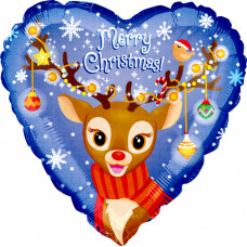 Шар (18''/46 см) Сердце, Рождественский Олененок