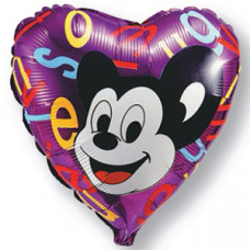 Шар (18''/46 см) Сердце, Могучая мышь Альфа, Сиреневый