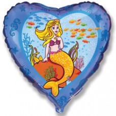 Шар (18''/46 см) Сердце, Русалочка, Синий