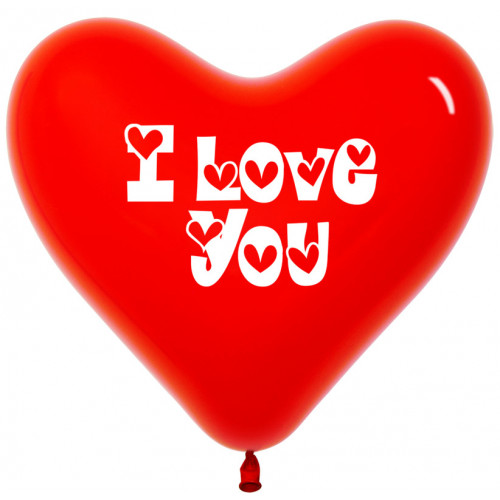 Сердце (12''/30 см) I love you, Красный (315), кристалл, 1 ст, 100 шт.