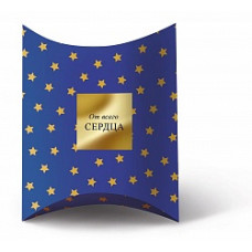 Коробка складная От всего сердца (золотые звезды), Синий, Металлик, 15*18*5 см, 1 шт.