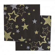 Салфетки, Сверкающие звезды, Черный, 33*33 см, 20 шт