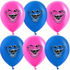Воздушный Шар (12''/30 см) Зубастики, Синий/Фуше, пастель, 2 ст, 25 шт.