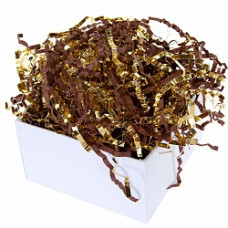 Наполнитель для коробок Праздничный Дуэт, бумага, ПП, Шоколадный/Золото, 50 г.