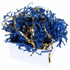 Наполнитель для коробок Праздничный Дуэт, бумага, ПП, Синий/Золото, 50 г.