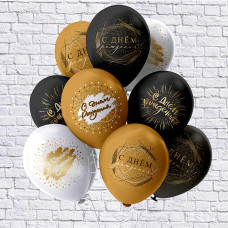 БК Шар 12" 2ст. 2цв. С ДР черный золото