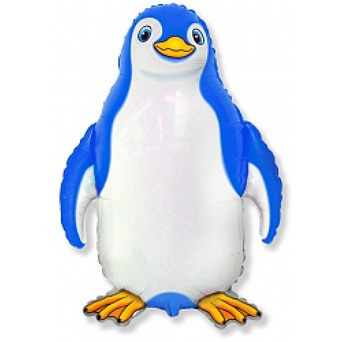 Шар (14''/36 см) Мини-фигура, Счастливый пингвин, Синий