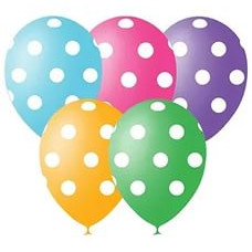 М 12"/30см Декоратор (шелк) 5ст. рис Горошек ассорти нежное 5 цв 25 шт