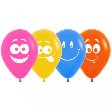 Т 12" Забавные мордашки (4 дизайна), Ассорти пастель, 2ст /100шт/(Турция)