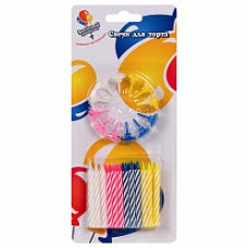 Свечи 2-х цветные 6см с держателями 24/12шт