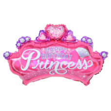 Фольгированный шар (29''/74 см) Фигура, Диадема для принцессы, Розовый, 1 шт.