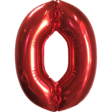 Шар (40''102 см) Цифра, 0, Красный, в упаковке 1 шт.