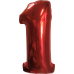 Шар (40''102 см) Цифра, 1, Красный, в упаковке 1 шт.
