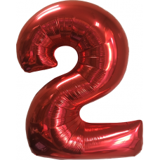 Шар (40''102 см) Цифра, 2, Красный, в упаковке 1 шт.
