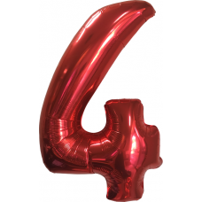 Шар (40''102 см) Цифра, 4, Красный, в упаковке 1 шт.
