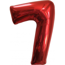 Шар (40''102 см) Цифра, 7, Красный, в упаковке 1 шт.