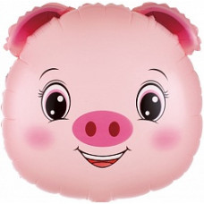 Шар (19''/48 см) Фигура, Голова, Маленький Поросенок, 1 шт.