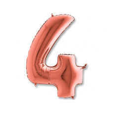 Шар (40''/102 см) Цифра, 4, Розовое Золото, 1 шт.