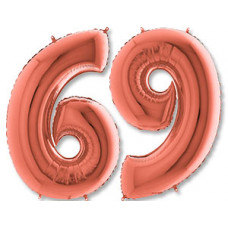 Шар (40''/102 см) Цифра, 6, Розовое Золото, 1 шт.