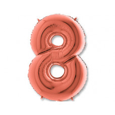 Шар (40''/102 см) Цифра, 8, Розовое Золото, 1 шт.