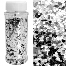 Конфетти фольга, Шестиугольники, Серебро, 90 гр, в банке