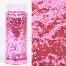 Конфетти фольга, Шестиугольники, Розовый, 90 гр, в банке