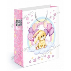 Пакет подарочный, Зайка на облаке, 32*26*8 см, 1 шт.