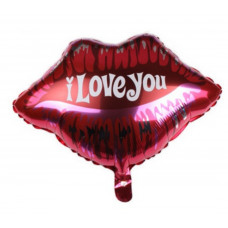 Шар (24''/61 см) Фигура, губы с надписью I LOVE YOU, 1 шт.