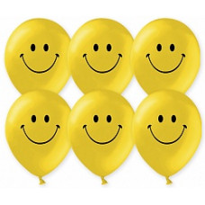 Шар (12''/30 см) Смайл (классический), Желтый, пастель, 2 ст, 50 шт.