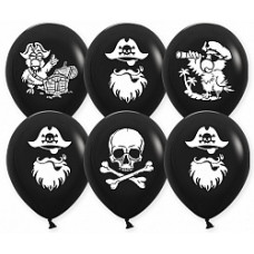 Шар (12''/30 см) Пираты, Черный, пастель, 2 ст, 50 шт.