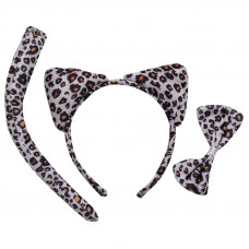 Набор Белый Леопард (ободок, бантик, хвост)